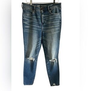 American Eagle Outfitters Women's Distressed Skinny Jeans - Blue